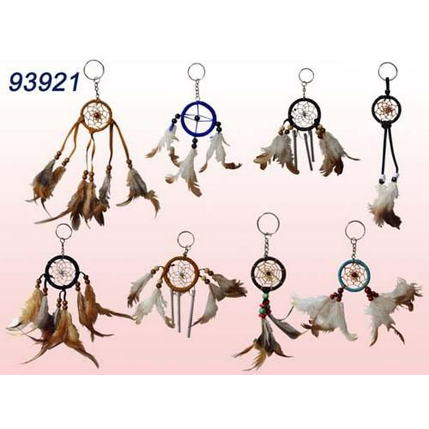 Native Pride Tribal Dream Catcher Key Chains White Feathers 6Pc Lot NPDC222  Z